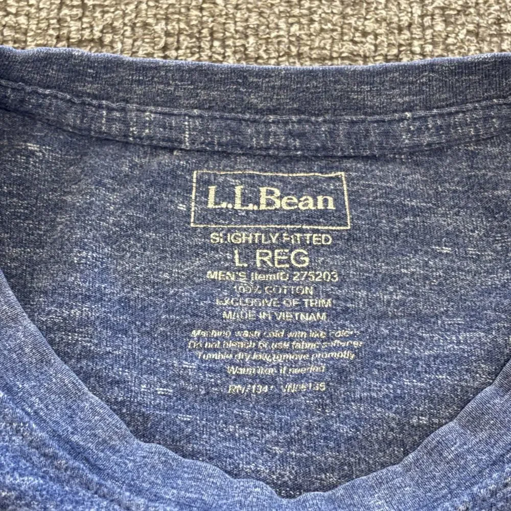LL Bean Mens Size Large Slightly Fitted Heather Blue 275203 Short Sleeve T-Shirt